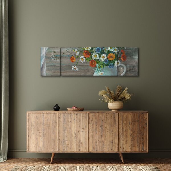 Obraz - Luční kvítí, olejomalba (170x50 cm)