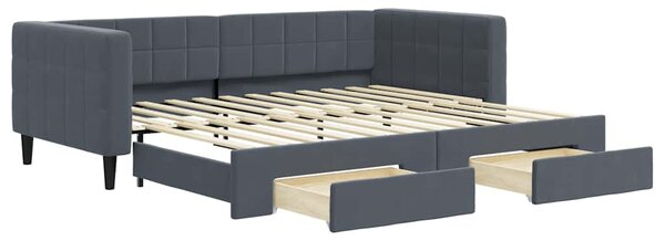 Válenda s přistýlkou a zásuvkami tmavě šedá 90 x 200 cm samet 3196740