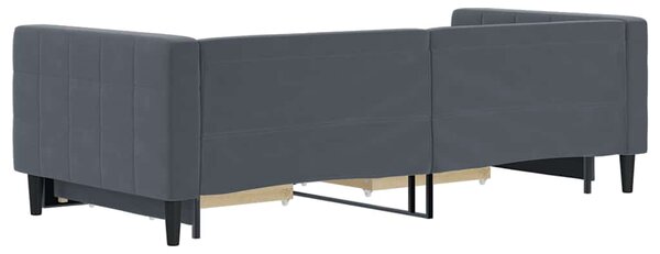 Válenda s přistýlkou a zásuvkami tmavě šedá 90 x 200 cm samet 3196740