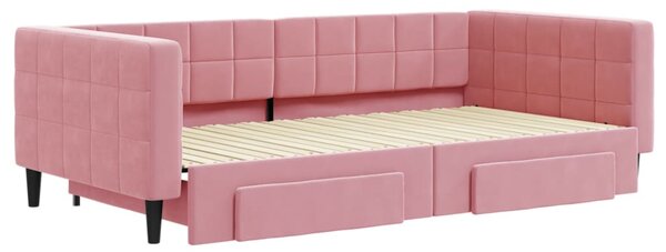 Válenda s přistýlkou a zásuvkami růžová 100 x 200 cm samet 3196749