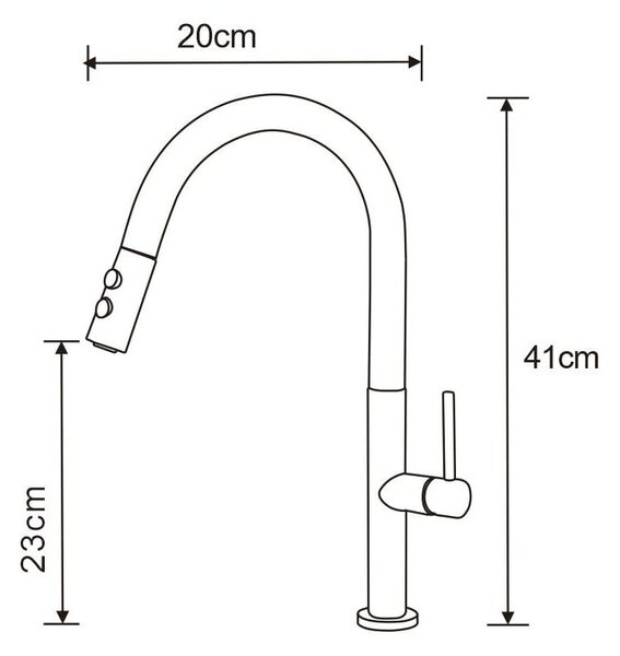 Mexen Ava kuchyňská baterie, černá - 672800-70