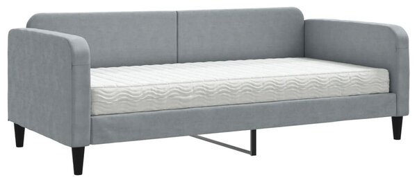 Válenda s matrací světle šedá 90 x 200 cm textil 3196798