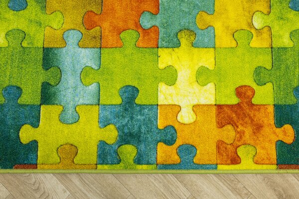 Kobercový ráj Dětský kusový koberec Puzzle multicolor vícebarevný Rozměr: 100x200 cm