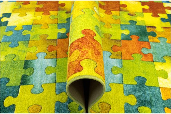 Kobercový ráj Dětský kusový koberec Puzzle multicolor vícebarevný Rozměr: 100x200 cm