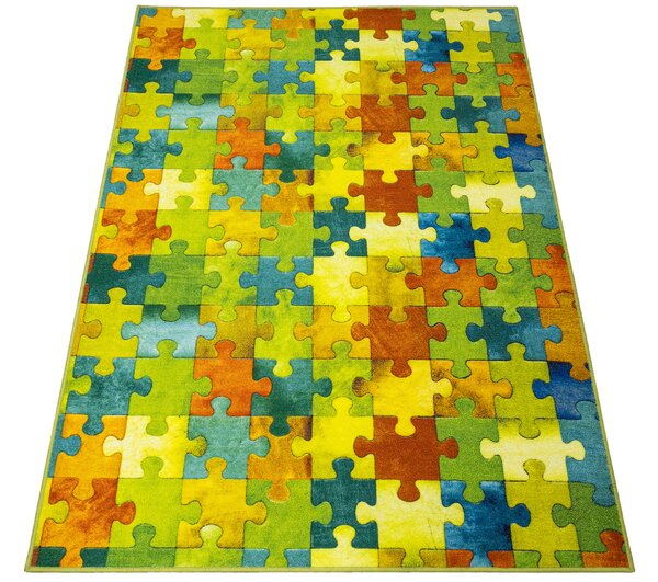 Kobercový ráj Dětský kusový koberec Puzzle multicolor vícebarevný Rozměr: 100x200 cm