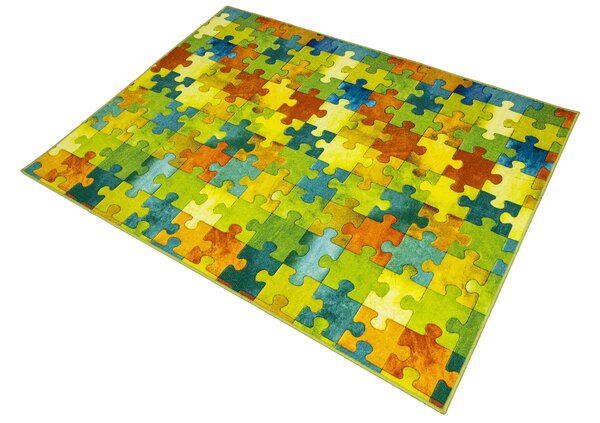 Kobercový ráj Dětský kusový koberec Puzzle multicolor vícebarevný Rozměr: 100x200 cm