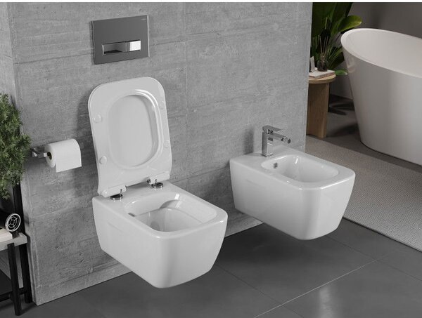 Mexen Margo WC mísa Rimless s pomalu zavírajícím slim sedátkem, duroplast, bílý lesk - 30420800