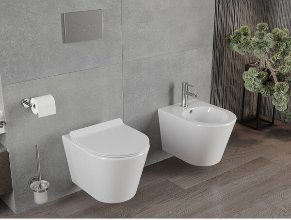 Mexen Rico WC mísa Rimless s pomalu sklopnou deskou slim, duroplast, bílý lesk - 30720100