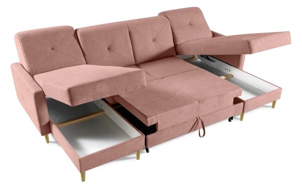 Sedací souprava Scandi New U, růžová (diosa 60)