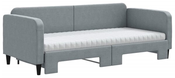 Válenda s přistýlkou a matracemi světle šedá 90 x 200 cm textil 3196834