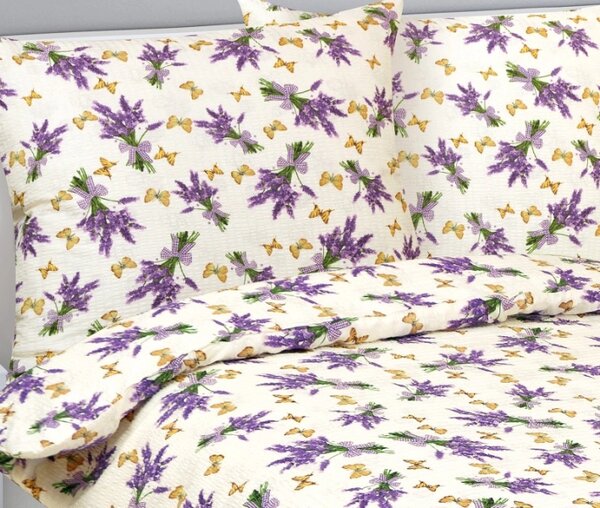 Bellatex Povlečení krepové 140x200, 70x90 cm Levandule Fialová,Žlutá