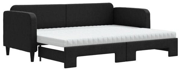 Válenda s přistýlkou a matracemi černá 80 x 200 cm textil 3196831