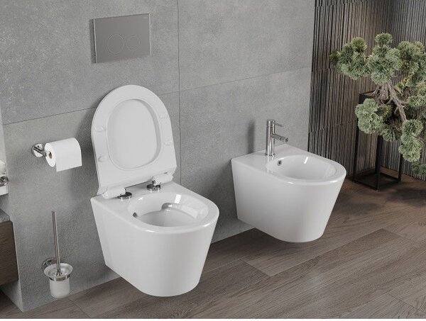 Mexen Rico WC mísa Rimless s pomalu sklopnou deskou slim, duroplast, bílý lesk - 30720100