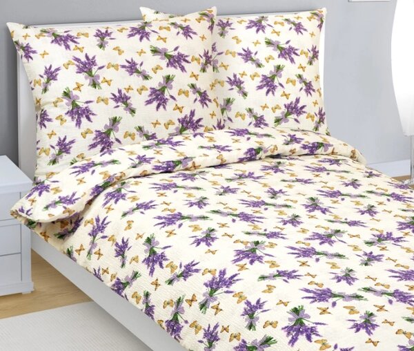 Bellatex Povlečení krepové 140x200, 70x90 cm Levandule Fialová,Žlutá