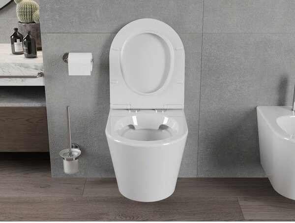 Mexen Rico mísa WC Rimless s deskou pomalu zavíratelnou slim, duroplast, bílá lesk - 30720500