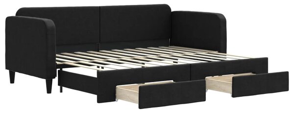 Válenda s přistýlkou a zásuvkami černá 80 x 200 cm textil 3196849