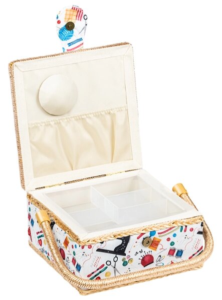 Bellatex BOX na šití 19x19x10,5 cm Režná,Červená,Bílá
