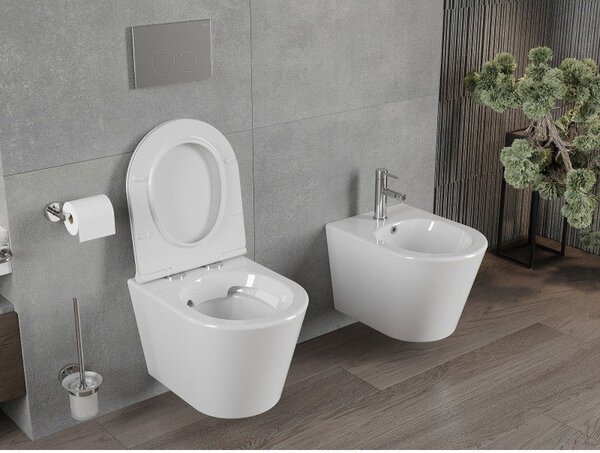 Mexen Rico mísa WC Rimless s deskou pomalu zavíratelnou slim, duroplast, bílá lesk - 30720500