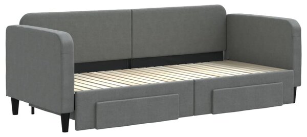 Válenda s přistýlkou a zásuvkami tmavě šedá 80 x 200 cm textil 3196848