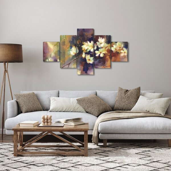 Obraz - Bílé magnólie, malba (125x70 cm)