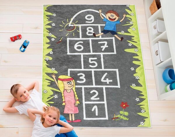 Bellatex Kobereček dětský šířka 100 cm, délka 150 cm Panák skákací Šedá,Zelená