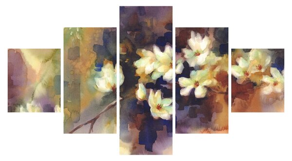 Obraz - Bílé magnólie, malba (125x70 cm)