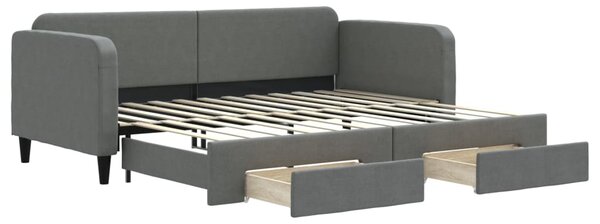 Válenda s přistýlkou a zásuvkami tmavě šedá 90 x 200 cm textil 3196853