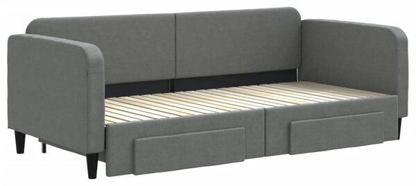 Válenda s přistýlkou a zásuvkami tmavě šedá 90 x 200 cm textil 3196853