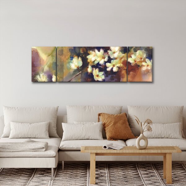 Obraz - Bílé magnólie, malba (170x50 cm)