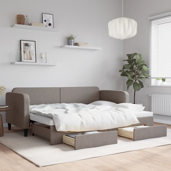 Válenda s přistýlkou a zásuvkami taupe 80 x 200 cm textil 3196850