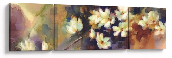 Obraz - Bílé magnólie, malba (170x50 cm)