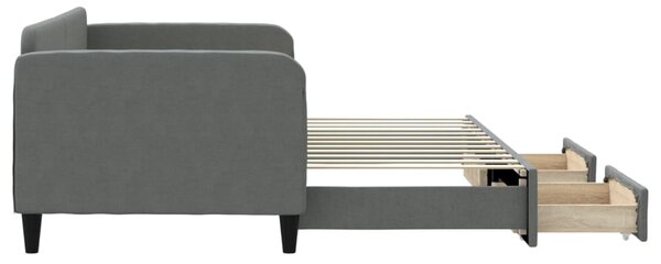 Válenda s přistýlkou a zásuvkami tmavě šedá 90 x 200 cm textil 3196853