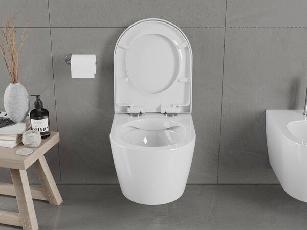 Mexen Carmen WC mísa Rimless s tvrdým pomalu zavíracím sedátkem, duroplast, bílý lesk - 30880200