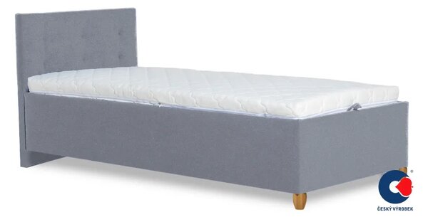 Postel ALMA s lamelovým roštem 2, 200x90, šedá (č.43/nohy buk)