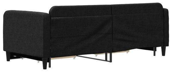 Válenda s přistýlkou a zásuvkami černá 90 x 190 cm textil 3196864