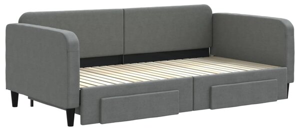 Válenda s přistýlkou a zásuvkami tmavě šedá 100 x 200 cm textil 3196858