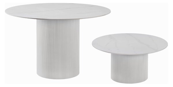 KONDELA Konferenční stolek, bílý mramor/MDF, průměr 80 cm, MAHIR TYP 1