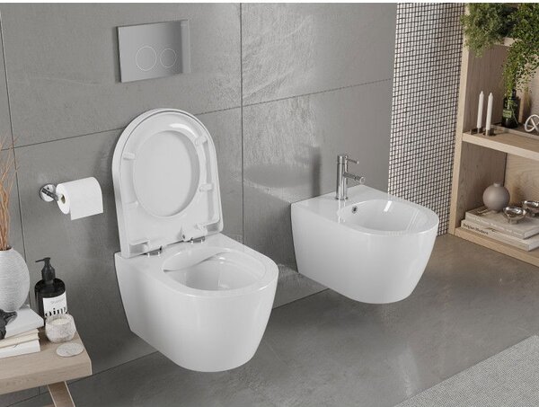 Mexen Carmen WC mísa Rimless s tvrdým pomalu zavíracím sedátkem, duroplast, bílý lesk - 30880200