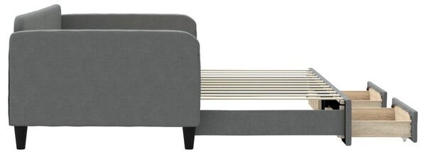 Válenda s přistýlkou a zásuvkami tmavě šedá 100 x 200 cm textil 3196858