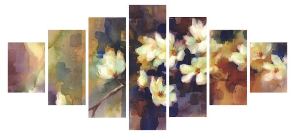 Obraz - Bílé magnólie, malba (210x100 cm)
