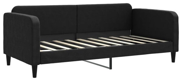 Válenda s přistýlkou a zásuvkami černá 90 x 190 cm textil 3196882