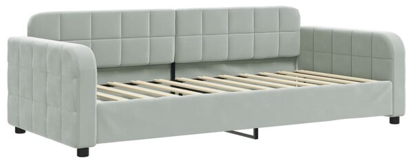 Válenda s přistýlkou a zásuvkami světle šedá 90 x 200 cm samet 3196977