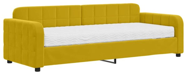 Válenda s matrací žlutá 80 x 200 cm samet 3196903