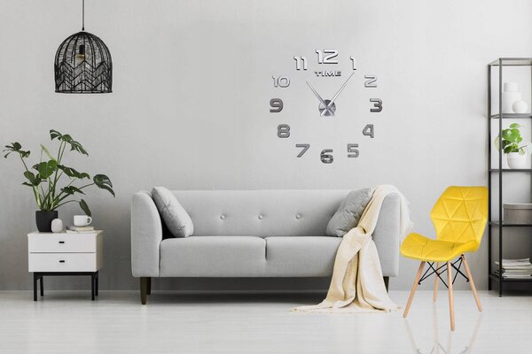 Nástěnné hodiny DIY samolepicí NEPRI 65 - 130 cm - stříbrné 3D