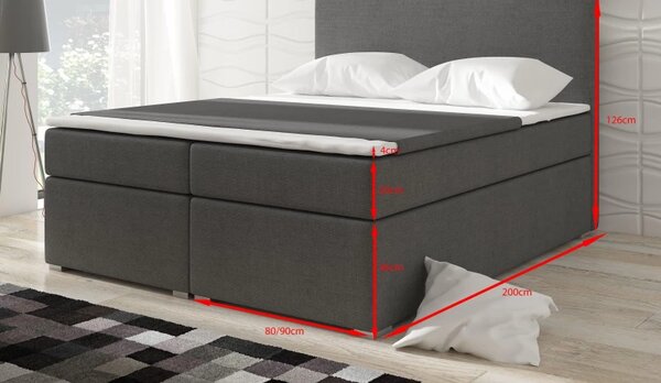 Postel Boxspring Alicia, šedá (látka - ba 01/sawana 05)