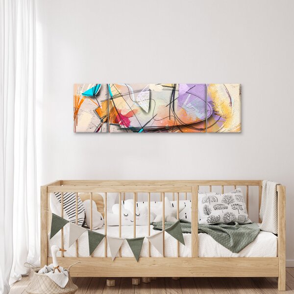 Obraz - Abstrakce, ptáček (170x50 cm)