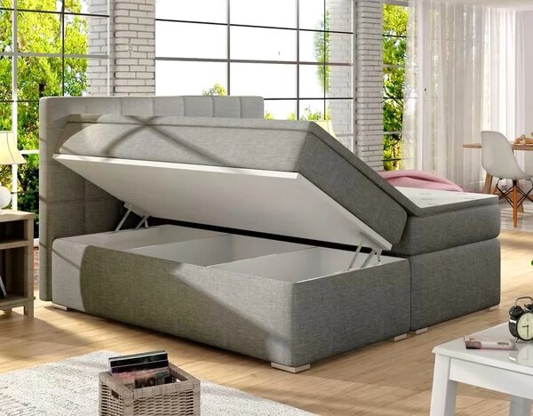 Postel Boxspring Alicia, šedá (látka - ba 03/sawana 21)