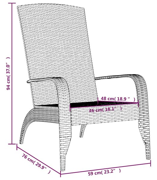 Zahradní židle Adirondack černá polyratan 319694
