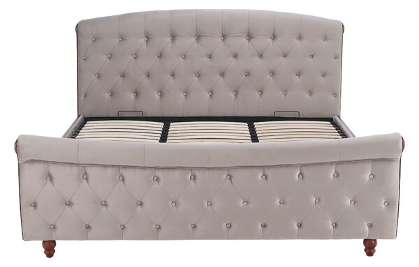 KONDELA Postel s roštem, 180x200, šedohnědá Taupe Velvet látka, BARETO