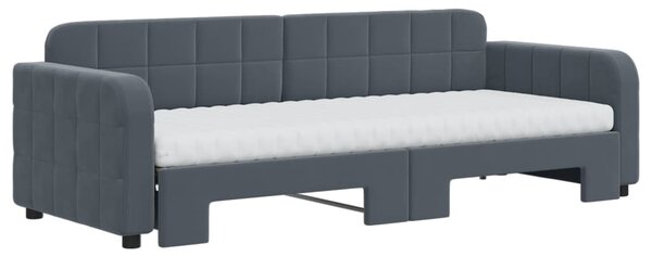 Válenda s přistýlkou a matracemi tmavě šedá 80 x 200 cm samet 3196947